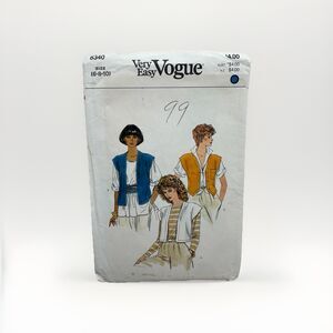 Vogue 8340 Sewing Pattern Crafts Size 6 8 10 Misses Vest Vintage Very Easy